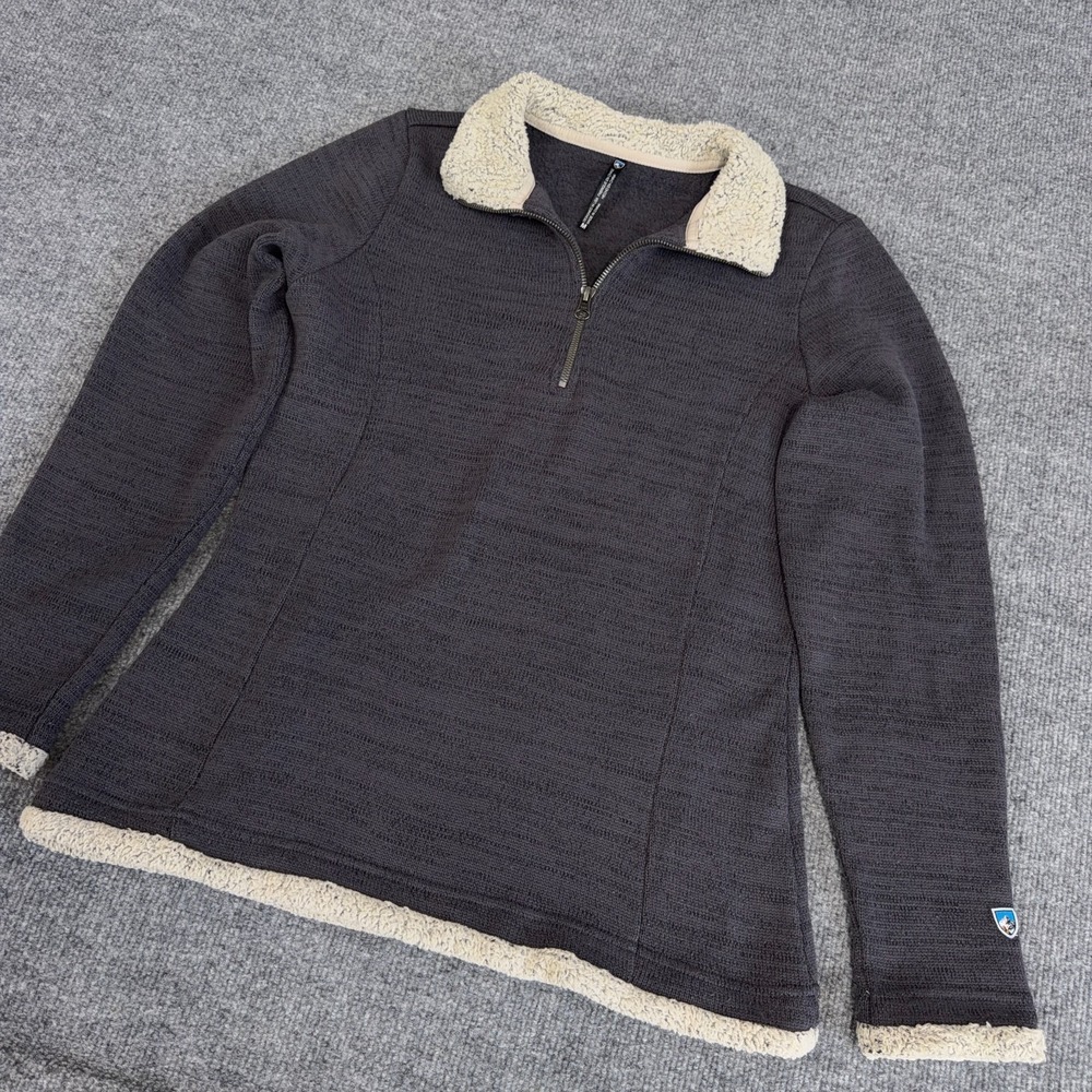 KUHL Jacket Womens Medium Gray Alaska 1/2 Zip Fleece Lined Sherpa Outdoor Hiking